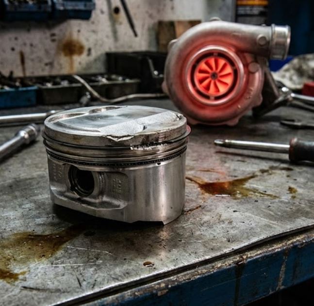 پیستون شکسته به دلیل سوخت نا مناسب