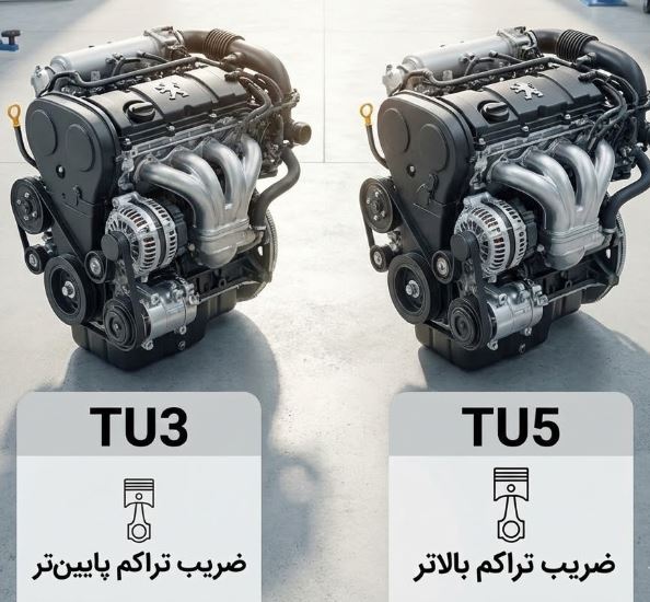 مقایسه فنی موتور TU3 و TU5 پژو 206 برای انتخاب اکتان بوستر