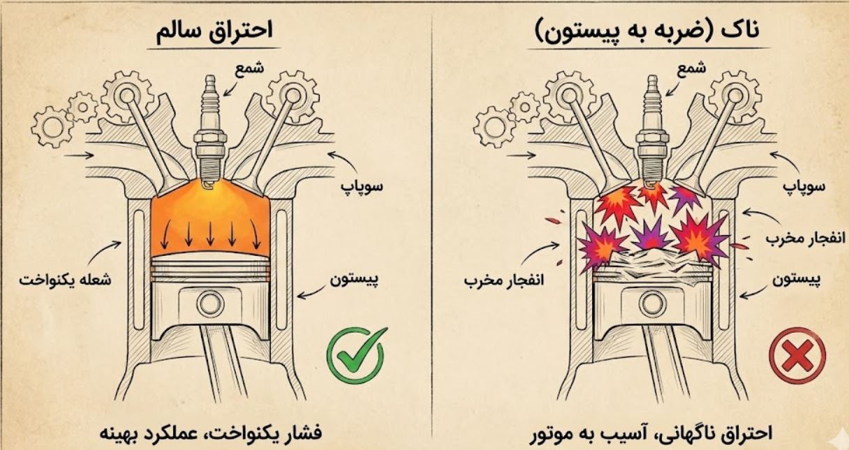 مقایسه ناک و احتراق سالم